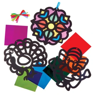 Image of Baker Ross FX598 Diwali Stained Glass Decoration Kits Pack of 6, Arts and Crafts for Kids