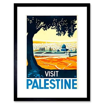 Image of Wee Blue Coo Travel Palestine Illustration Advert Vintage New Art Framed Print Picture &amp; Mount F12X1288