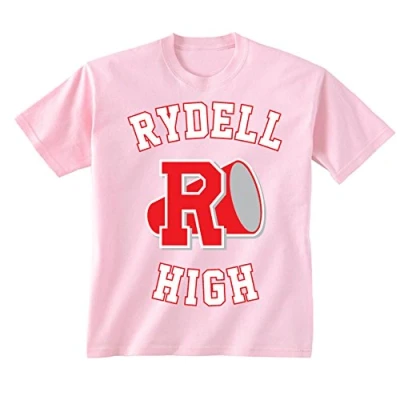 Image of Flip Youth Kids Childrens Rydell High School Logo Grease Costume T Shirt Pink 7 8 Years (M)