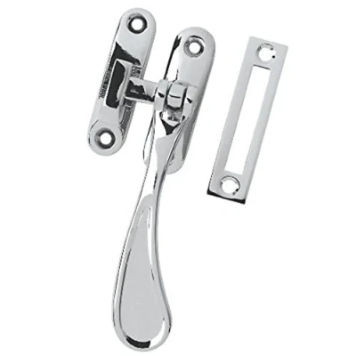 Image of Carlisle Brass Victorian Spoon End Window Casement Fastener Handle Reversible + Screws (Polished Chrome)