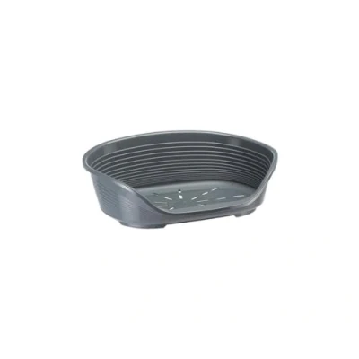 Image of FERPLAST Dog Bed &amp; Cat Plastic Medium 100% Recycled Washable Basket Breathable Antislip Siesta Deluxe 74 x 48 h 25 CM, L, DARK GREY