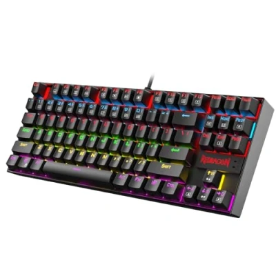 Image of Redragon Mechanical Gaming Keyboard, LED Keyboard with Red Switches, 87 Full Anti ghosting Keys, Unique Metal Rim for Windows PC K552, Black