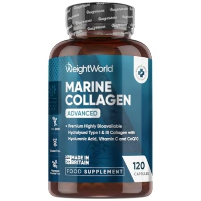 Image of Marine Collagen Capsules 1455mg 120 Naticol Type 1 Supplements for Women &amp; Men Hydrolysed Peptides Complex with Hyaluronic Acid, Vitamin C, Zinc CoQ10