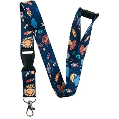 Image of PAC Supplies Global 20mm Space, Aliens &amp; Planets Neck Lanyard With Safety Breakaway Detachable Buckle Clip