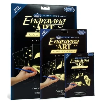 Image of Royal &amp; Langnickel Engraving Art Glow in the Dark 8 x 10 inch Blank Board (Pack of 6)