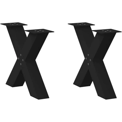 Image of vidaXL coffee table legs x shaped black steel 50x(42 43) cm living room office furniture