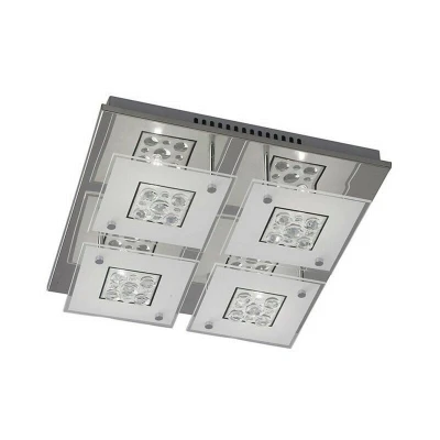 Image of Cosmic Flush Ceiling Square 4 Light Polished Chrome, Glass, Crystal