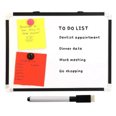 Image of A4 Dry Wipe Magnetic Whiteboard, Pen, Eraser and 2 Magnets Portable Mini Office Notice Memo White Board, Easy Hang String Attachment, Desk Whiteboard (5 Piece Whiteboard)