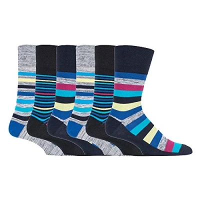 Image of 6 Pairs mens gentle grip no elastic socks 11 uk, 39 45 eur Assorted colours (MGG563)