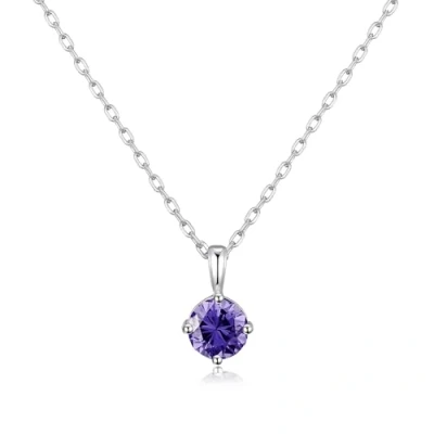 Image of Philip Jones Sterling Silver February (Amethyst) Birthstone Necklace Created with Zircondia® Crystals
