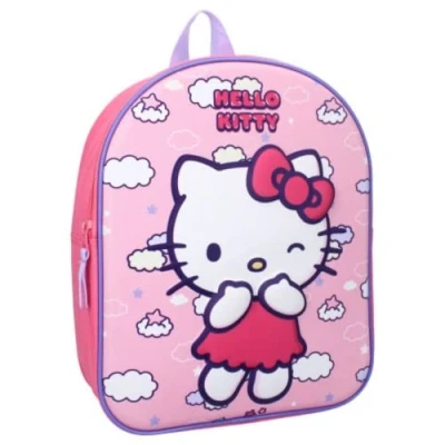 Image of mybagstory Backpack 3D Hello Kitty Pink Child School Kindergarten Nursery Bag Size 32 cm Adjustable Straps Gift Idea, Pink, S