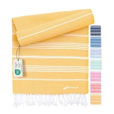 Image of hammam Towel Beach XXL Made from 100% Recycled Cotton Quick Drying Turkish Towels, fouta, pestemal Towels Ideal as a Blanket Honey 100x200cm Sultan