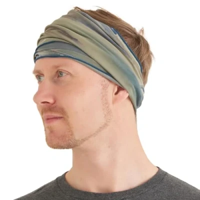 Image of Mens Tie Dye Bandana Headband Womens Boho Japanese Hair Band Hippie Marble Dark Blue