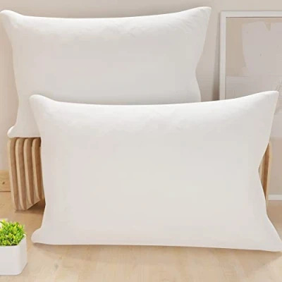 Image of Federe, Coppia Federe Cuscini, Copricuscini, 100% Cotone Fibra Naturale, Bianco 2X 52x82 cm