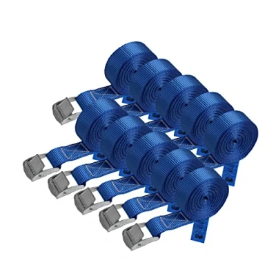 Image of Lashing Straps Tie Down Tension Belt Blue 2,5m 4m 6m Different Quantities, loadable up to 250 kg DIN EN 12195 2, 10 Pieces 2.5 cm x 4 m