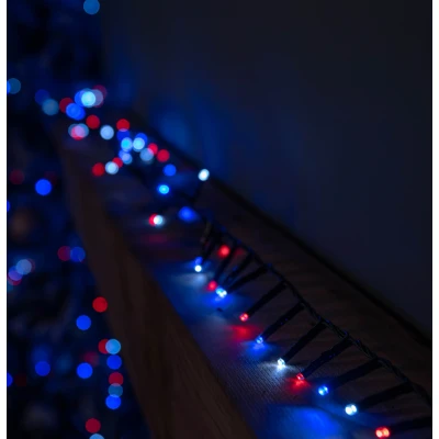 Image of 12.5m 500 LED TreeBrights Christmas String Lights with Timer in Blue, White &amp; Red
