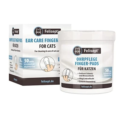 Image of Felisept cat Ear Cleaner 50 Finger Pads Remove dirt and wax cots for practical intuitive cleaning Care hygiene ears