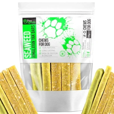 Image of Himalayan Yak Cheese Sticks for dogs (5 Bars, Seaweed (Spirulina))