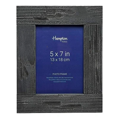 Image of Hampton Frames FARMHOUSE Uniquely Distressed Black Painted Wood Photo Frame Shabby Chic 5x7 (13x18cm) FRM53857B