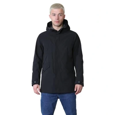 Image of Marks &amp; Spencer Mens and Cotton Blend Hooded Mac Stormwear Jacket Black Size Large