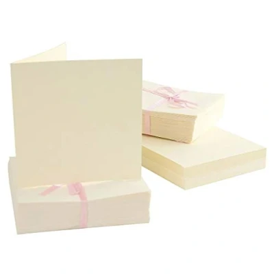 Image of Anita&#039;s Square Plain, Blank Cards &amp; Envelopes, 135x 135mm, Cream, Pack of 100, for Home, Wedding, Birthday, Christmas, Thank You, Art Craft, Scrapbooking Supplies, Baby Shower, Card Making