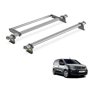 Image of Van Guard Trade Roof Rack for Peugeot Partner (2018+) 2 Steel Bars &amp; Rear Ladder Roller [Only Suitable Standard (L1) Wheelbase Models with Twin Doors] UltiBar SB338 2/VGR 03