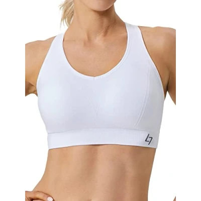 Image of FITTIN Racerback Sports Bra for Women Padded Seamless Activewear Bras Yoga Gym Workout Fitness White