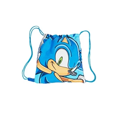 Image of Sonic The Hedgehog Beach Towel &amp; Pull String Bag, Blue, 39.00 x 36.00 cms