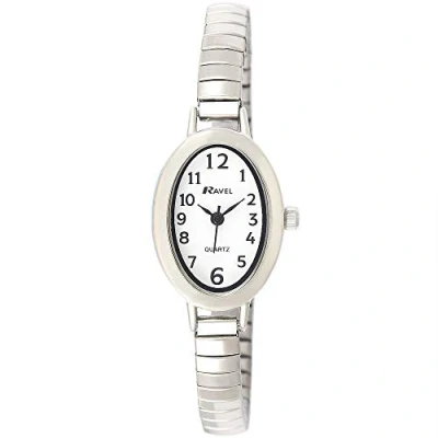 Image of Ravel Women&#039;s Petit Oval Watch on Stainless Steel Expandable Bracelet Silver Tone