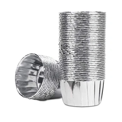 Image of Spesh 50 Pcs Cupcake Cases Muffin Liners Foil Metallic Cake Cups Oil Proof Baking for Birthday,Wedding,Christmas(Silver)