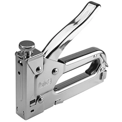 Image of LEVIATAN 207016 Hand Stapler Upholstery Powerful Tool Solid Metal Sturdy Chrome Plated Construction for 4 14 mm Staples