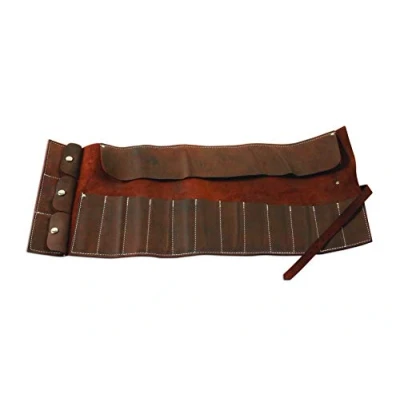 Image of Gunson 77168 Leather Tool Roll Antique Finish 15 Pockets , Brown