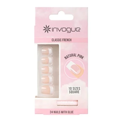 Image of Invogue Acrylic Square Nails French Pink (24 Pieces)