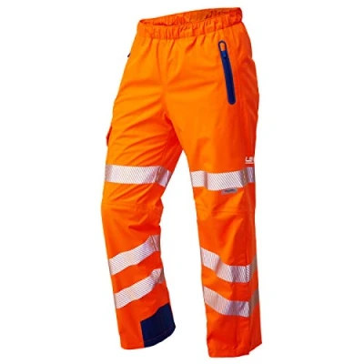 Image of Leo Workwear L20 Lundy Men Hi Vis Rain Trousers #XL Orange