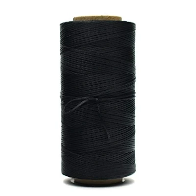 Image of 0.8 mm 150D Flat Waxed Thread for Hand Sewing Leather Craft DIY (Black)