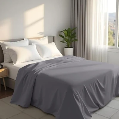 Image of Utopia Bedding Flat Sheet Super King Size Easy Care Soft Brushed Polyester Microfiber Fabric Wrinkle, Shrinkage, and Fade Resistant Grey