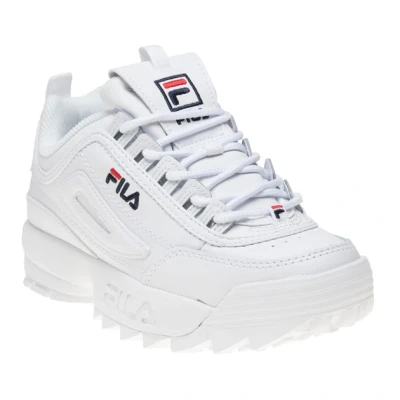 Image of Fila Childrens Unisex Disruptor Ii Premium Trainers White Leather Size UK 4 Infant