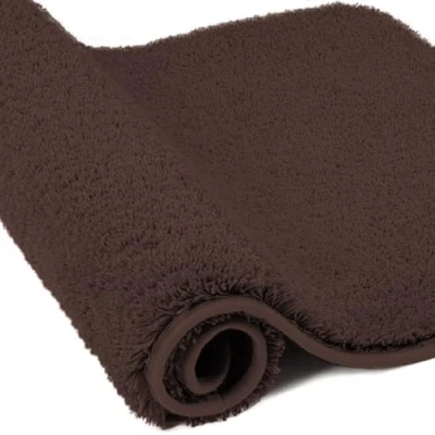 Image of wyewye Microfibre Bath Mat, Door 2cm Super Thick Rug, Absorbent Bathroom Rug 60x90 cm, Coffee
