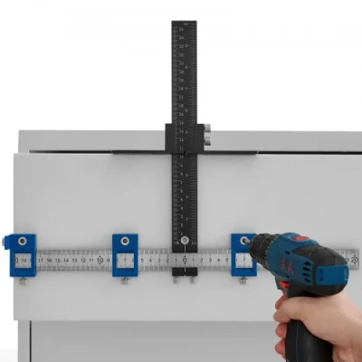 Image of VEVOR Cabinet Hardware Jig, Aluminum Alloy and Stainless Steel Handle Jig with Center Punch, Adjustable Template for Installation of Door Drawer Front Knobs Handles Pulls