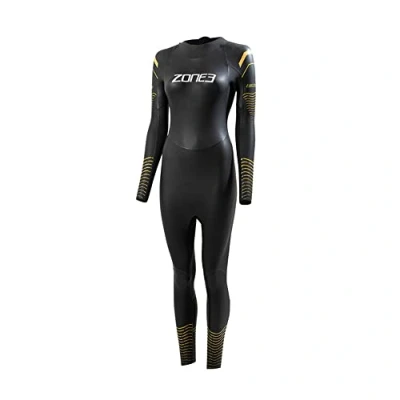 Image of ZONE3 Womens Thermal Aspect Breaststroke Wetsuit Black Orange Yellow Warm Heat Layer Layers Easy Stretch