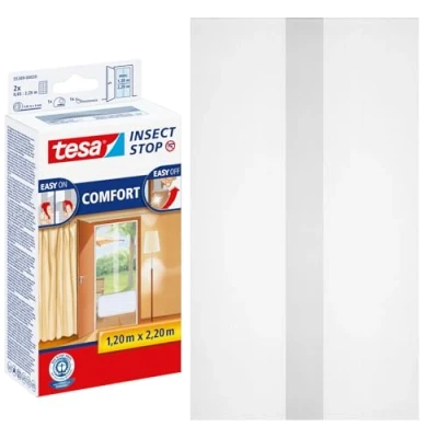 Image of tesa Insect Stop COMFORT for Doors Mesh Door Screen with Hook &amp; Loop in Anthracite (2 x 65 cm) 120 cm 220