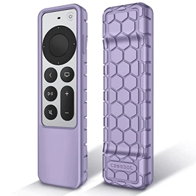 Image of Fintie Protective Case for Apple TV Siri Remote 2021 2022 Honey Comb Lightweight Anti Slip Shockproof Silicone Cover 4K / HD Controller (2nd Gen 3rd Gen), Lilac Purple