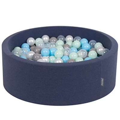 Image of KiddyMoon 90X30cm/200 Balls ∅ 7Cm / 2.75In Baby Foam Ball Pit Made In EU, D.Blue:Pearl/Grey/Transparent/Babyblue/Mint