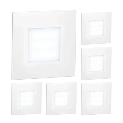 Image of ledscom.de 6 LED Staircase Light/recessed Wall Light FEX for Indoors and Outdoors, Angular, 85 x 85mm, Cool White
