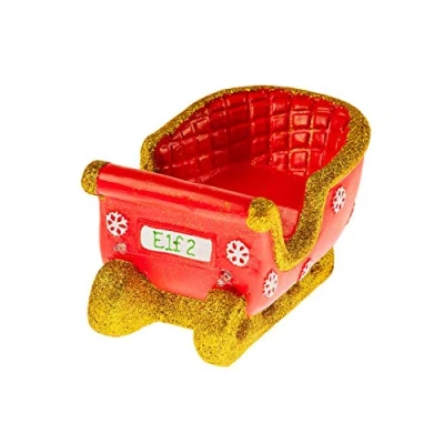 Image of Elves Behaving Badly 1 x NAUGHTY ELF Polystone GLITTER Christmas SLEIGH with HEADLIGHTS, Colour selected randomly!