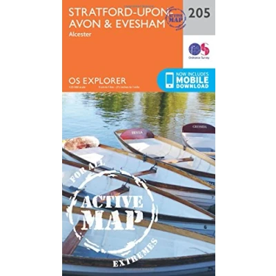 Image of Stratford upon Avon &amp; Evesham Map Weatherproof Alcester Ordnance Survey OS Explorer Active 205 England Walks Hiking Maps Adventure
