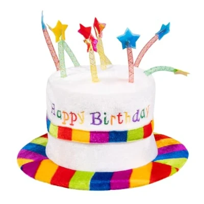 Image of Boland 00931 Children&#039;s Birthday Hat, Happy Birthday, Plush Rainbow, Cake, Gift, Party, Theme Party