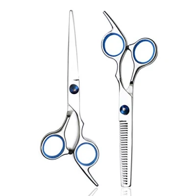 Image of Hairdressing Scissors, Jiasoval Professional 6 Inch Haircut Scissor &amp; Thinning Scissors Set, Hair Cutting Kit, Beard Trimming Shaping Grooming for Men Women Children Pets Home Salon Barber