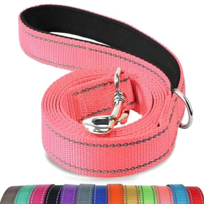 Image of Joytale Padded Handle Dog Lead,Double Sided Reflective Nylon Dogs Leads for Training,Walking Leash Small, Medium Dogs, 1.8m x 2cm, Pink