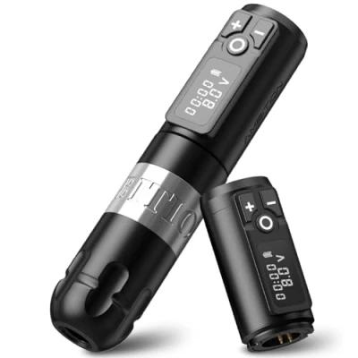 Image of Ambition Soldier Rotary Battery Pen with Extra Tattoo Cartridge Machine 2400mAh Wireless Power Coreless Motor Digital LED Display Equipment Supply for Professional Artists